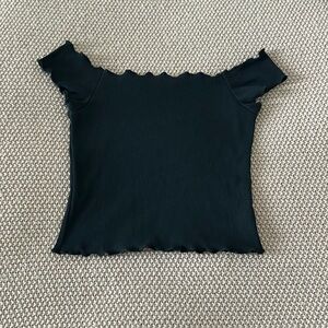 Ruffled off the shoulder crop top